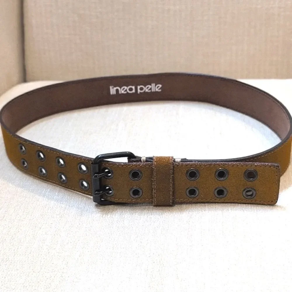 Linea Pelle Double Prong Suede Leather Belt Size M
